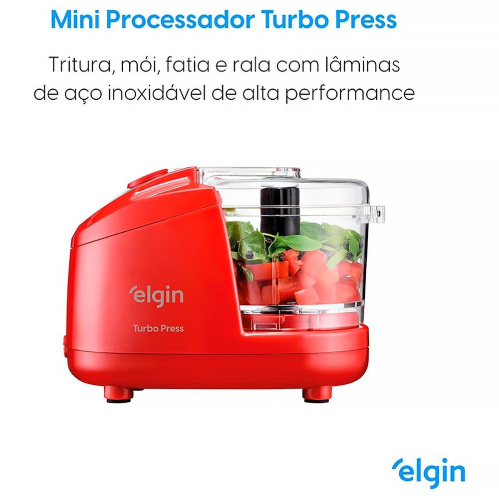 Mini Processador Turbo Press Elgin 150w Vermelho 127v - 8