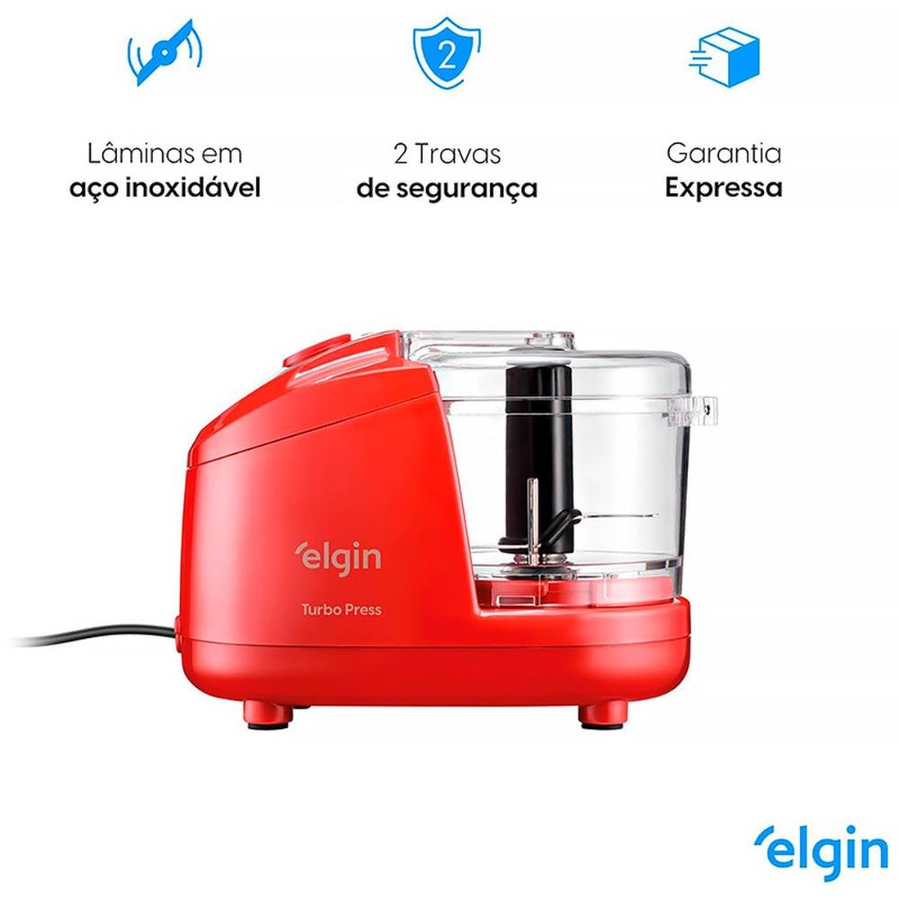 Mini Processador Turbo Press Elgin 150w Vermelho 127v - 7