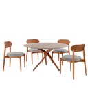 Ver imagem 2 de Conjunto Sala de Jantar Mesa 135cm Tampo Redondo Texturizado e 4 Cadeiras Hope Marrom/Luna/Imbuia/Of