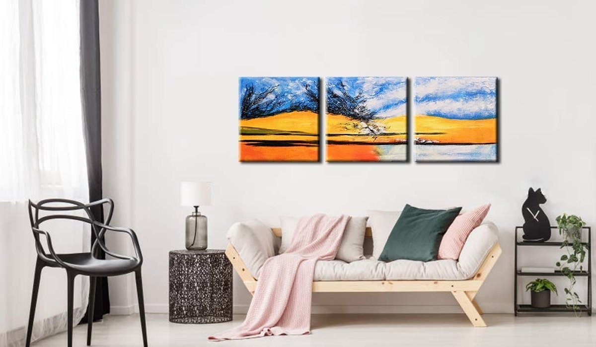 Quadro Pintura Tela emoldurado moderna 5330: 130cm (A) x 130	cm (L) - 5