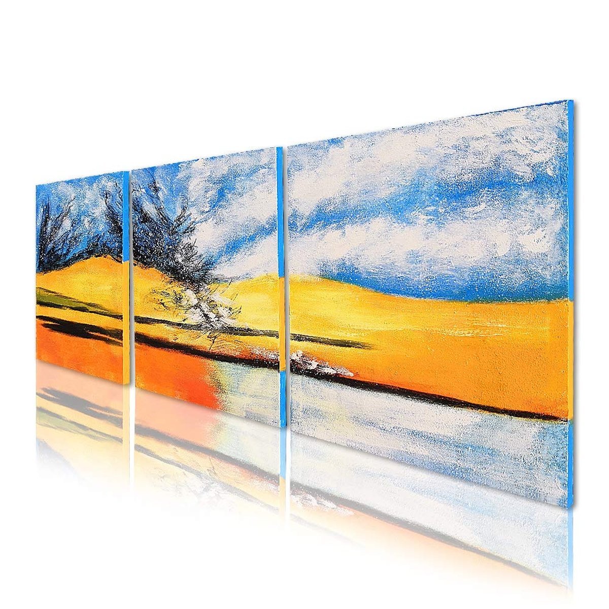 Quadro Pintura Tela emoldurado moderna 5330: 130cm (A) x 130	cm (L) - 3
