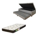 Ver imagem 1 de Cama Box Baú Solteiro com Auxiliar (Bicama) + Colchão Solteiro Espuma D20 12cm | Kit Completo com Ca