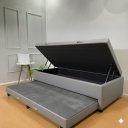Ver imagem 4 de Cama Box Baú Solteiro com Auxiliar (Bicama) + Colchão Solteiro Espuma D20 12cm | Kit Completo com Ca