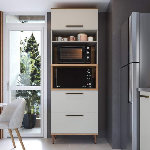 Armário de Cozinha Torre Quente para 2 Fornos 80cm 2 Gavetas Linha Isabelle IS1812 Delmarco
