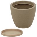 Ver imagem 4 de Kit 4 Vasos para Flores com Prato Asteca Tramontina Plástico 24cm Granito Areia Folhagens Plantas