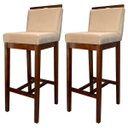 Ver imagem 1 de Kit 2 Banquetas Alta para Bancada Ilha Líbia Madeira Capuccino Suede Bege CCS