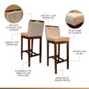 Ver imagem 4 de Kit 2 Banquetas Alta para Bancada Ilha Líbia Madeira Capuccino Suede Bege CCS