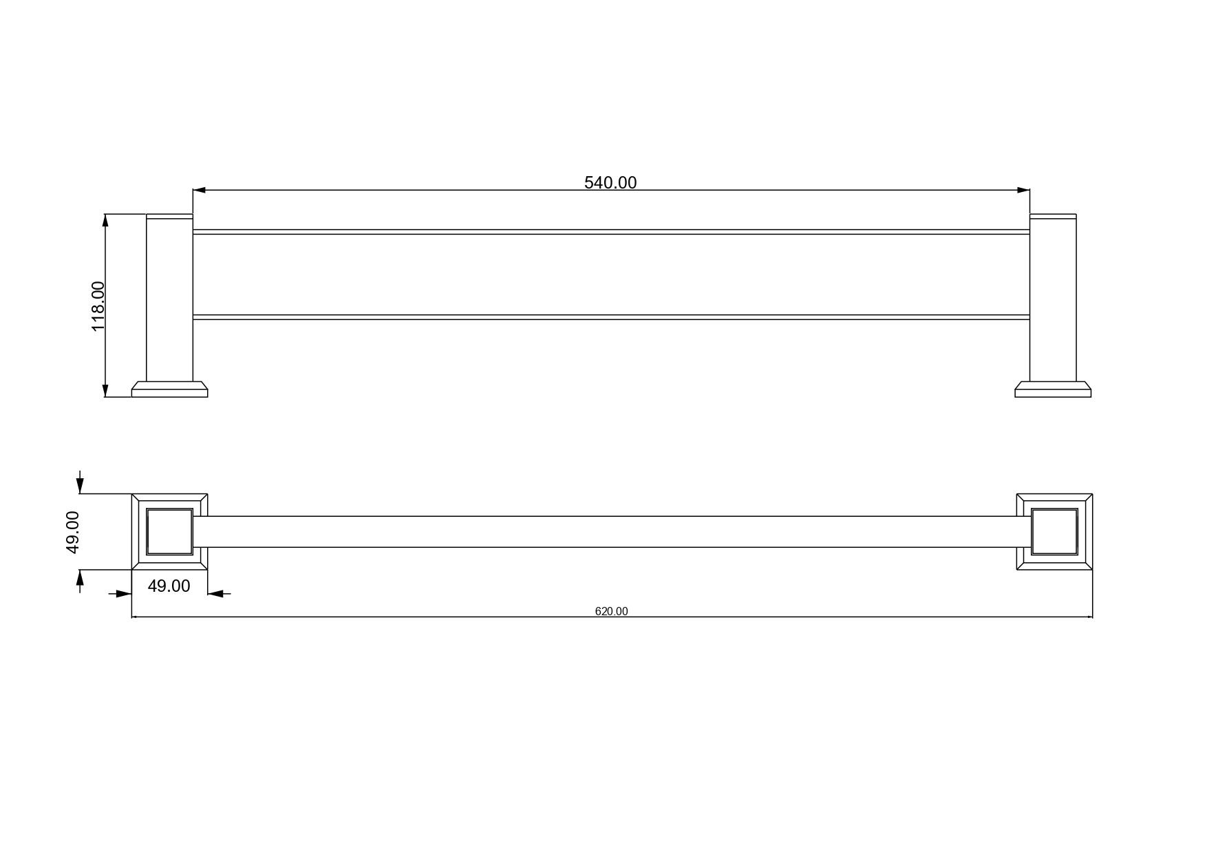 Porta Toalha de Banho 62cm Duplo Ro7092 Ducon Metais - 2