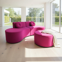 Ver imagem 1 de Sofá Modular Orgânico Monterrey 260cm + Puff Veludo Rosa Pink
