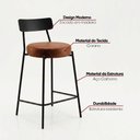 Ver imagem 3 de Banqueta Cozinha Alta D03 Assento PU Base Aço com Encosto 95cm Nozes D'Rossi