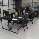 Ver imagem 1 de Estação Trabalho Mesa Industrial 6 Lugares Gavetas Netmobil - Preto