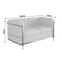 Ver imagem 2 de Sofa Le Corbusier de 2 Lugares Cromado em Sintético Branco