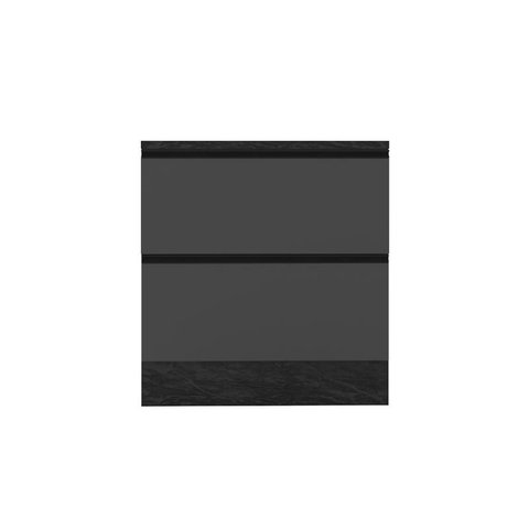 Balcão 1 Porta 1 Gaveta 0,80m Para Cooktop Com Tampo Lotus Grafite - FdECOR