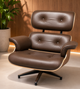 Ver imagem 2 de Poltrona Charles Eames com Puff - Couro Capuccino 373 - Imbuia