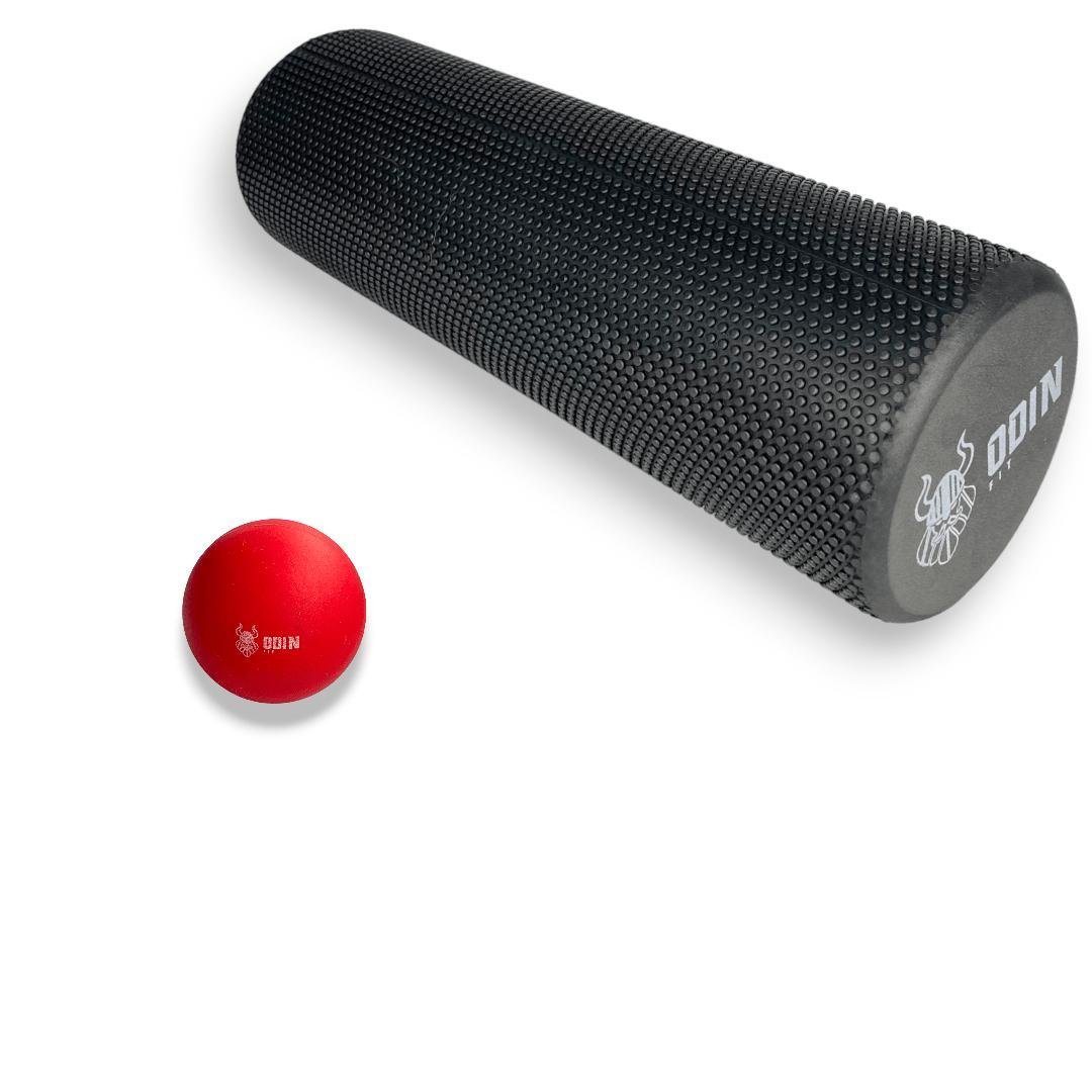 Rolo Massagem Foam Roller Eva 45cm + Bola Lacrosse Odin Fit