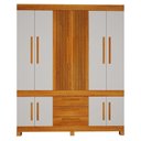 Ver imagem 1 de Guarda Roupa Casal Bem Te Vi 10 Portas de Bater 3 Gavetas MDF Naturalle Off White Valdemóveis