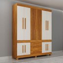 Ver imagem 2 de Guarda Roupa Casal Bem Te Vi 10 Portas de Bater 3 Gavetas MDF Naturalle Off White Valdemóveis