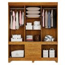 Ver imagem 3 de Guarda Roupa Casal Bem Te Vi 10 Portas de Bater 3 Gavetas MDF Naturalle Off White Valdemóveis