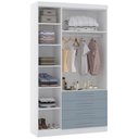 Ver imagem 3 de Guarda Roupa Solteiro 132cm 3 Portas 4 Gavetas Taiga Branco/grey L01 - Mpozenato