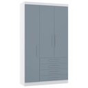 Ver imagem 1 de Guarda Roupa Solteiro 132cm 3 Portas 4 Gavetas Taiga Branco/grey L01 - Mpozenato