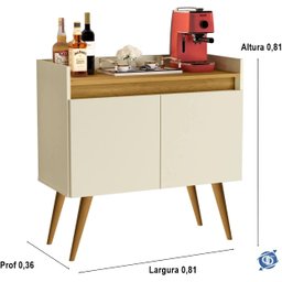 Aparador Buffet Sala 2 Portas Luxo Prime Off White / Madeirado - JM Casa dos Móveis - 4
