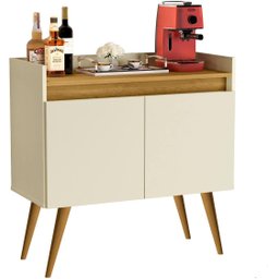 Aparador Buffet Sala 2 Portas Luxo Prime Off White / Madeirado - JM Casa dos Móveis - 1