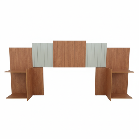 Cabeceira Torino Casal Queen 100% MDF Ajustável 2 Mesas de Cabeceiras Integrados - Nature/Offwhite