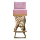 Ver imagem 2 de Kit 08 Banquetas Luma Base de Ferro Sued Rosa Bebê - D'classe Decor