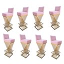 Ver imagem 1 de Kit 08 Banquetas Luma Base de Ferro Sued Rosa Bebê - D'classe Decor