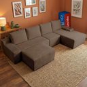 Ver imagem 1 de Sofá Evo 3,40m Molas Ensacadas com Apoio Chaise Lounge Direita Velourê Marrom Cama Inbox