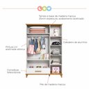 Ver imagem 6 de Guarda-Roupa Infantil 3 Portas 1 Gaveta Candy Branco/Imbuia