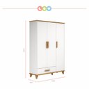 Ver imagem 4 de Guarda-Roupa Infantil 3 Portas 1 Gaveta Candy Branco/Imbuia