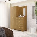 Ver imagem 6 de Cômoda Guarda-roupa com 4 Gavetas e 5 Prateleiras com Espelho Cristine Nature