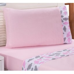 Jogo de Cama Solteiro Infantil Menina Nuvem Rosa 3 Pçs Percal Algodão - 2