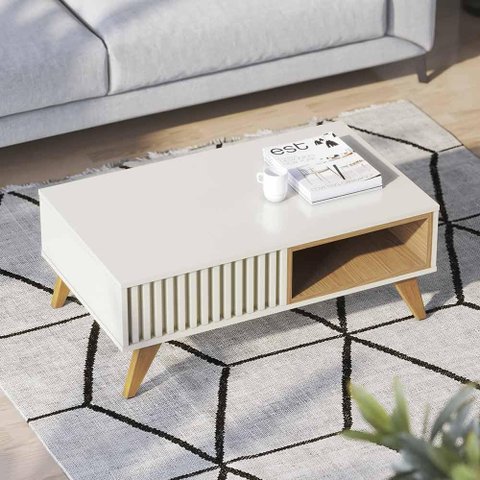 Mesa de Centro para Sala Off White Freijo Jeri Colibri
