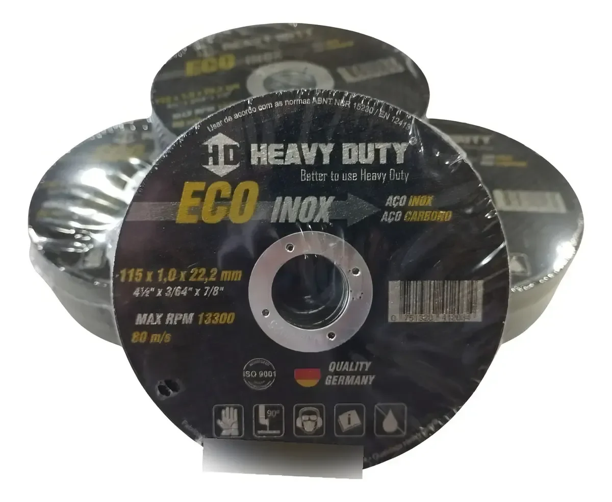 Discos Corte Heavy Duty 115mm Aço Inox Carbono Esmerilhadeira Preto:Kit 90