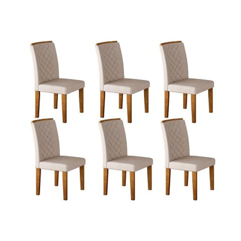 Cadeira Sala de Jantar Jade Kit 6 Un Imbuia/Veludo Creme - Rufato