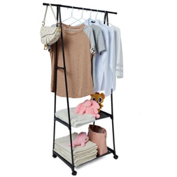 Kit 2 Arara Para Roupas Com Sapateira & Rodinhas Cor Preto - 4 Kit 2 Arara Para Roupas Com Sapateira & Rodinhas Cor Preto - 4