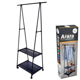 Kit 2 Arara Para Roupas Com Sapateira & Rodinhas Cor Preto - 3 Kit 2 Arara Para Roupas Com Sapateira & Rodinhas Cor Preto - 3
