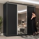 Ver imagem 6 de Guarda Roupa Casal 3 Portas em BP com 1 Espelho e Belluno Preto