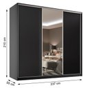 Ver imagem 4 de Guarda Roupa Casal 3 Portas em BP com 1 Espelho e Belluno Preto