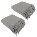 Ver imagem 1 de Kit 2 Mantas para Sofá 240x180 em Algodão Cor:cinza