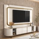 Ver imagem 1 de Estante Home Atlanta para TV até 75” com LED Cantos Arredondados Pés de Ferro Design Moderno