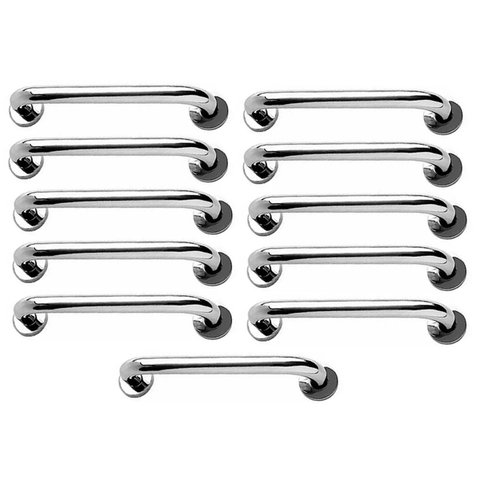 Alça de Apoio Inox Barra 30cm Kit 11 Unidades Idoso Cadeirante Deficiente Banheiro Box Corrimao Supo