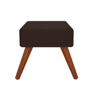 Puff Banqueta Quadrado Livia Suede Marrom - Majú Decor