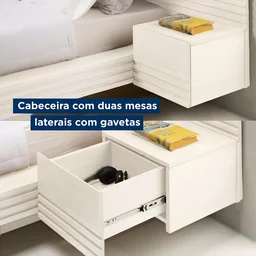 Cama Casal/Queen com Cabeceira e Mesa de Apoio Samambaia CabeCasa MadeiraOriginals - 8