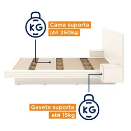 Cama Casal/Queen com Cabeceira e Mesa de Apoio Samambaia CabeCasa MadeiraOriginals - 9