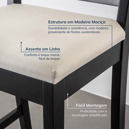 Banqueta com Encosto e Apoio para Pés Tiê CabeCasa MadeiraMadeira - 3