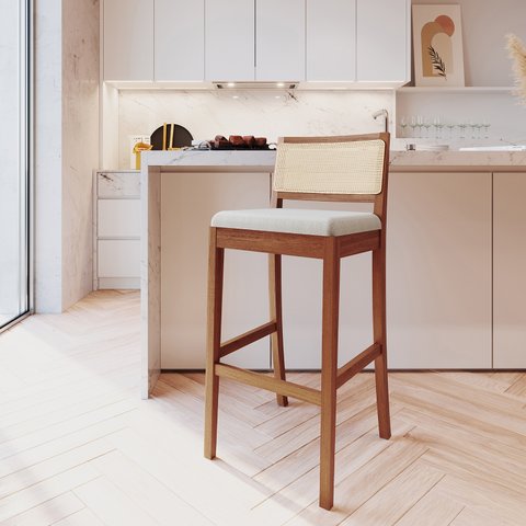 Banqueta com Encosto e Apoio para Pés Tiê CabeCasa MadeiraOriginals