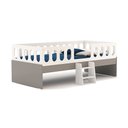 Ver imagem 3 de Cama Infantil Lara Solteiro com Escadinha Branco e Cinza - Baby Mobília